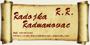 Radojka Radmanovac vizit kartica